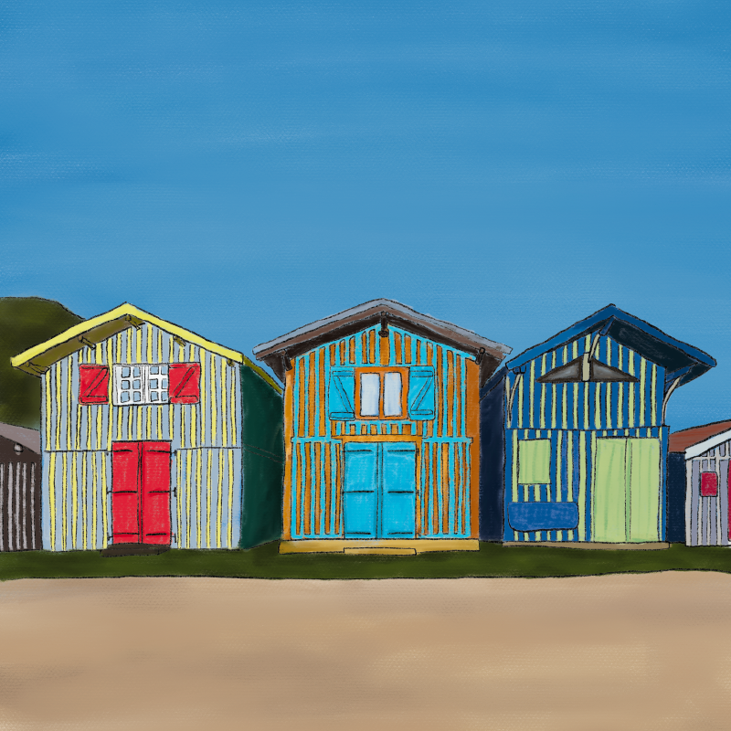 Illustration cabanes du Cap Ferret